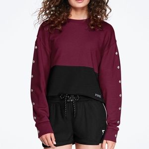 VICTORIA'S SECRET PINK CROP SWEATSHIRT SZ L MAROON